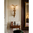 Load image into Gallery viewer, Brass Palm Leaf Crystal Wall Sconce