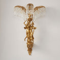 Load image into Gallery viewer, Brass Palm Leaf Crystal Wall Sconce