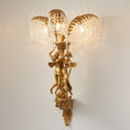 Load image into Gallery viewer, Brass Palm Leaf Crystal Wall Sconce