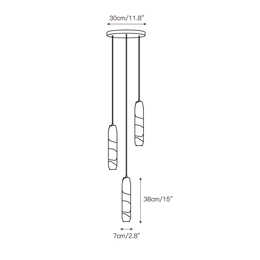 Flute Alabaster Chandelier – detail 5 — Dimension drawings 3