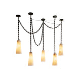 Industrial Cascade Chain Alabaster Chandelier