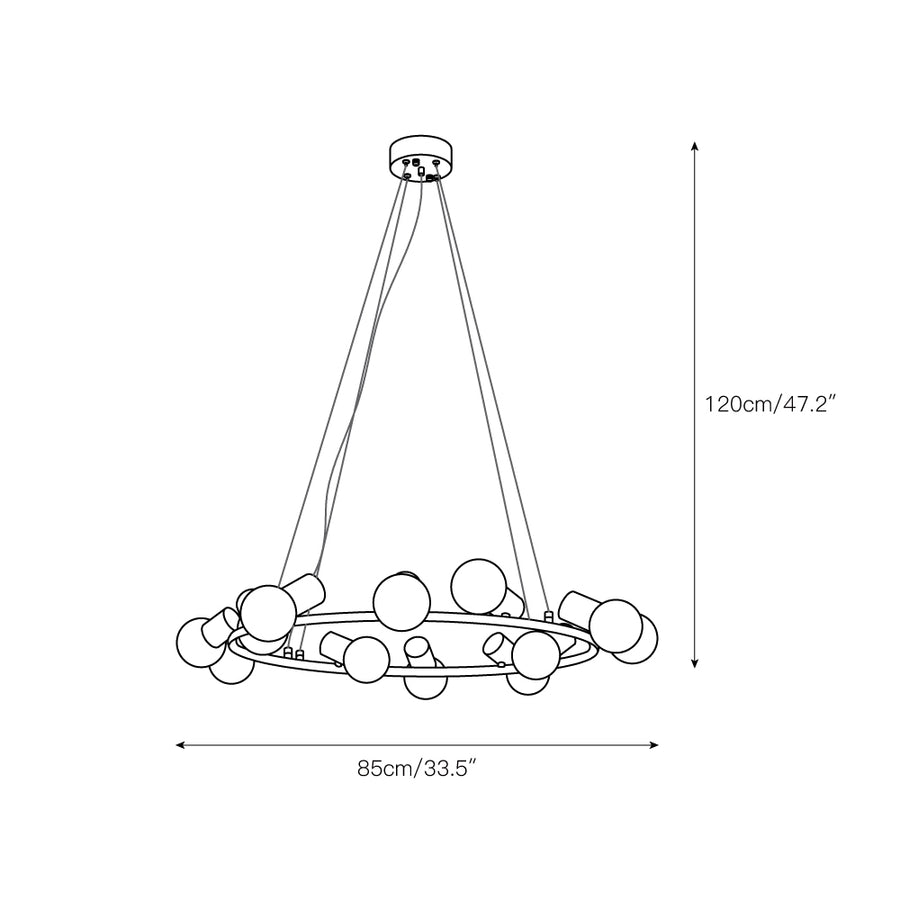 Raechelle Alabaster Chandelier – detail 3 — Dimension drawings 1