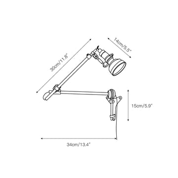 Ralph Rocker Arm Plug-in Wall Lamp – detail 4 — Dimension drawings 2