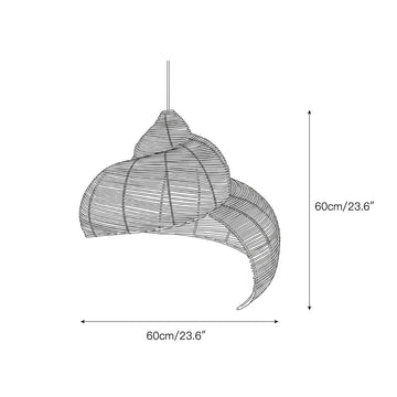Rattan Spiral Shell Pendant Lamp – detail 5 — Dimension drawings 3