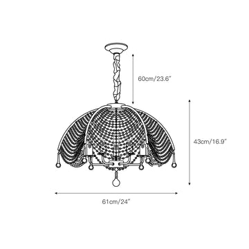 Regency Style Beads Chandelier – detail 3 — Dimension drawings 1
