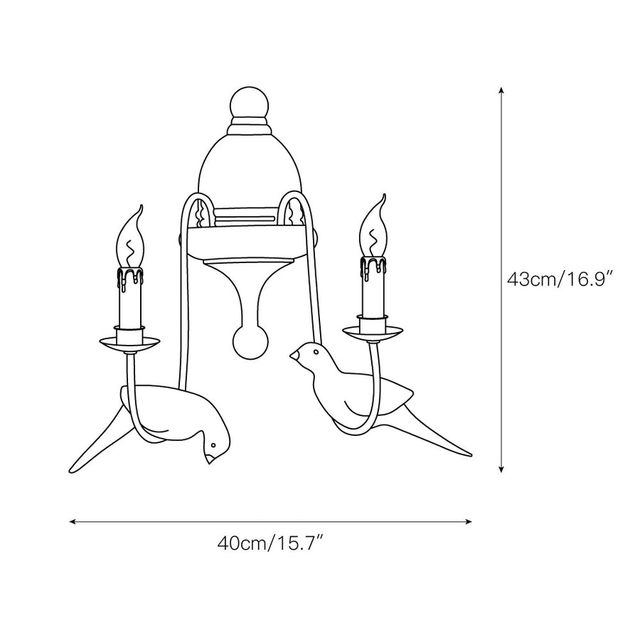 Retro Wooden Bird Wall Lamp – detail 4 — Dimension drawings 2
