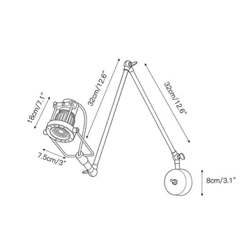 Reznor Adjustable Arm Wall Sconce – detail 3 — Dimension drawings 1