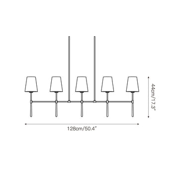 Rhodes Linear Chandelier – detail 4 — Dimension drawings 1