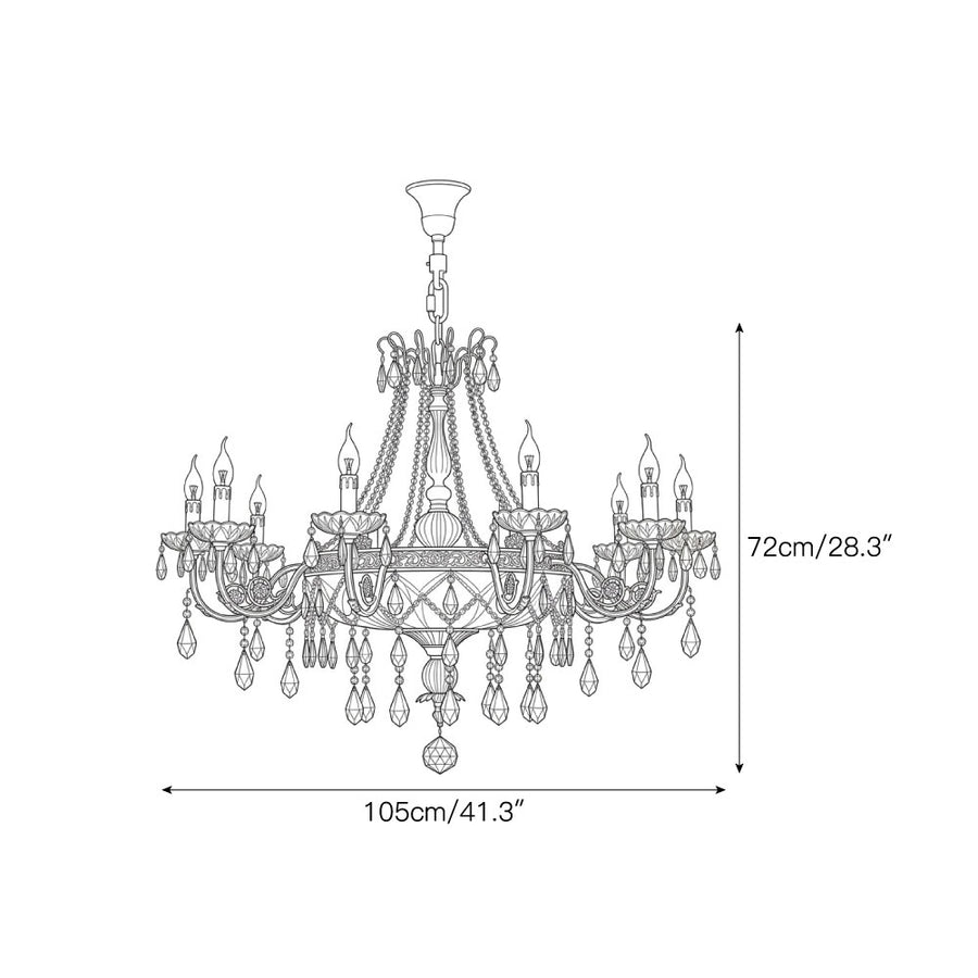 Rochester Crystal Bowl Chandelier — Dimension drawings 3