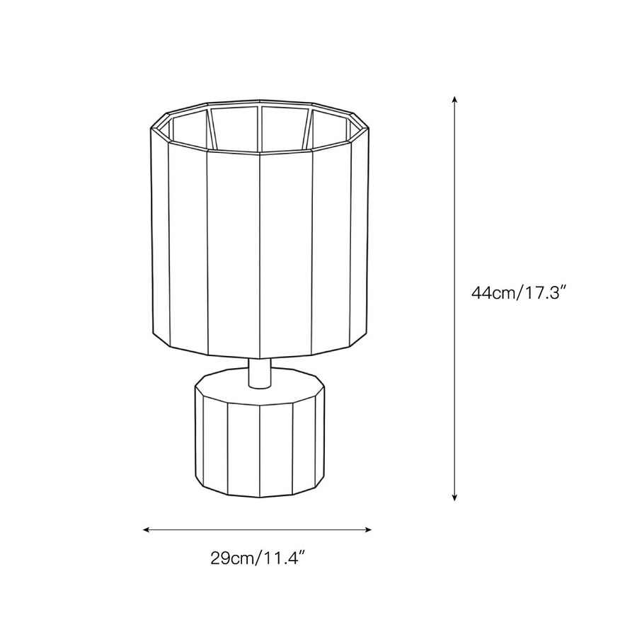Roma Dodecagon Travertine Table Lamp – detail 3 — Dimension drawings 1