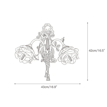 Rosalie Floral Pink Sconce – detail 4 — Dimension drawings 2