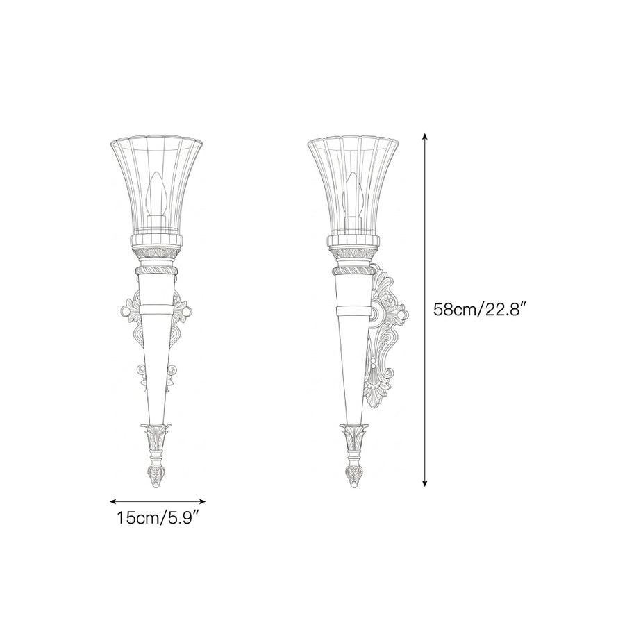 Rosalinda Torch Wall Lamp – detail 3 — Dimension drawings 1