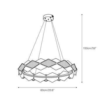Rote LED Alabaster Chandelier – detail 3 — Dimension drawings 1