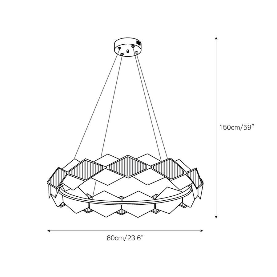 Rote LED Alabaster Chandelier – detail 3 — Dimension drawings 1