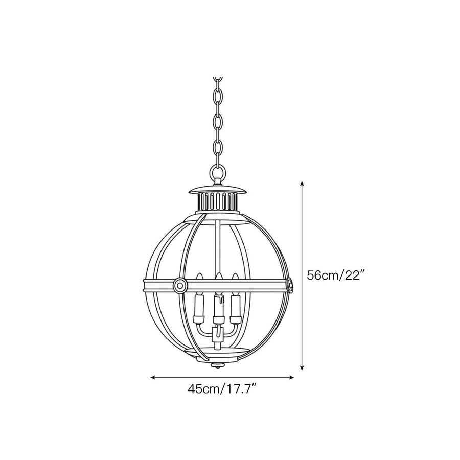 Salton Globe Lantern Pendant Lamp — Dimension drawings 1