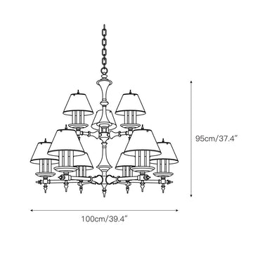 Multi-Arm Brass Candle Chandelier – detail 7 — Dimension drawings 5