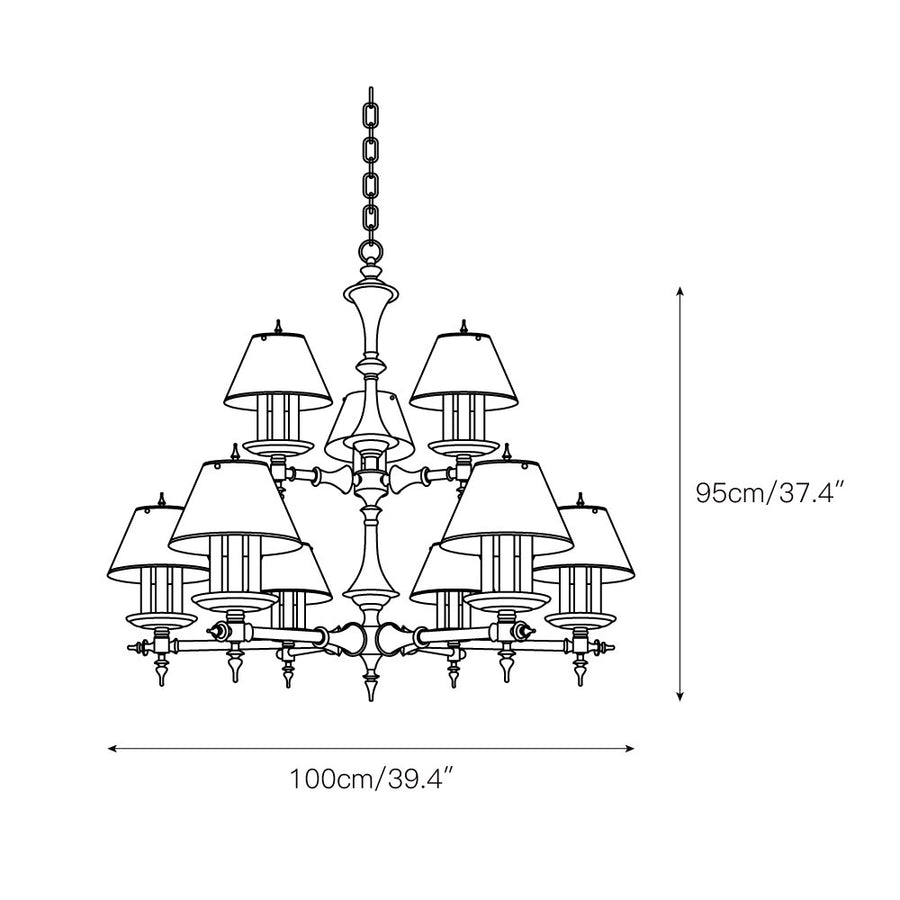 Multi-Arm Brass Candle Chandelier – detail 7 — Dimension drawings 5
