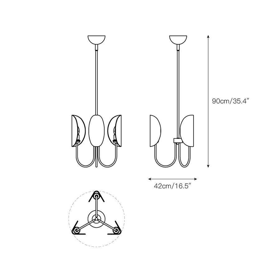 Leaf Brass Chandelier – detail 3 — Dimension drawings 1