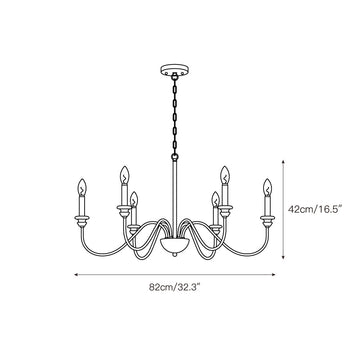 Sherree Traditional Chandelier – detail 3 — Dimension drawings 1