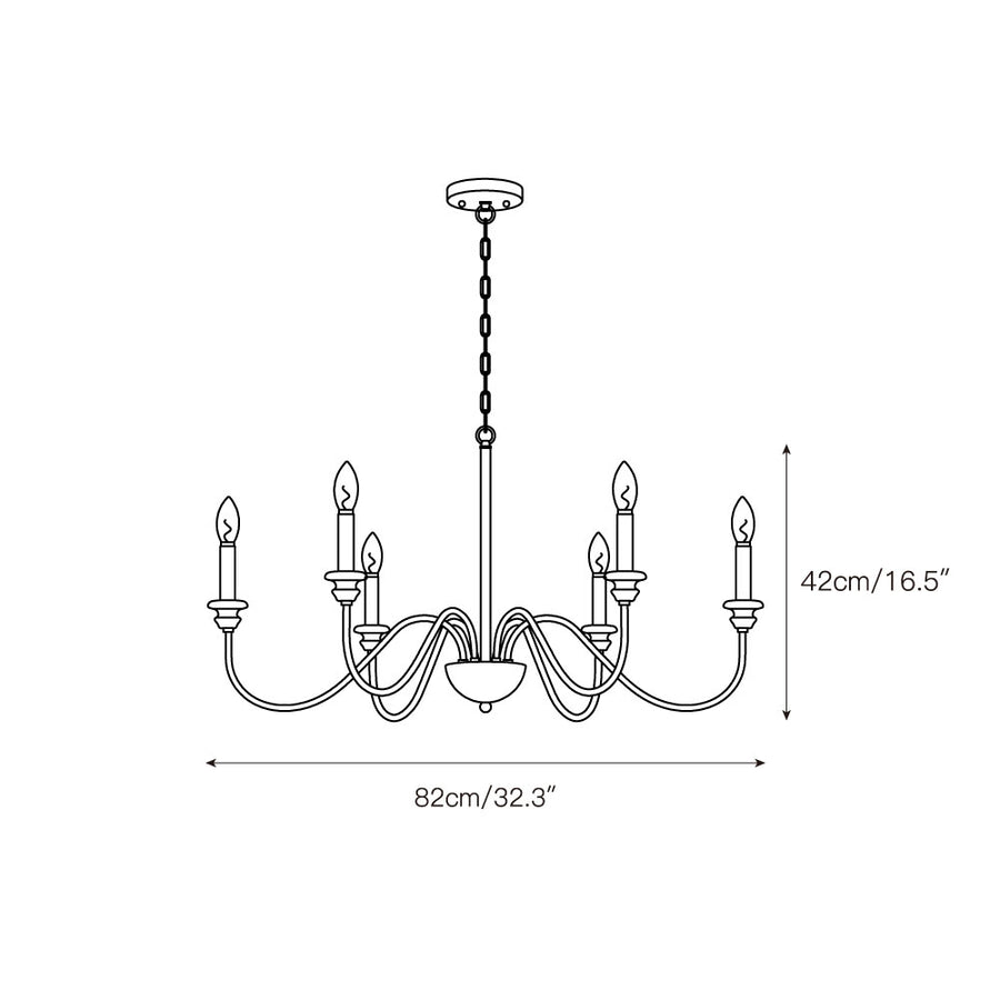 Sherree Traditional Chandelier – detail 3 — Dimension drawings 1