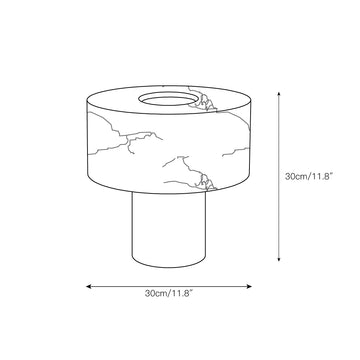 Small Solid Alabaster Table Lamp – detail 4 — Dimension drawings 1