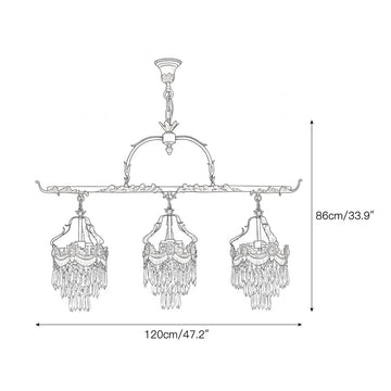 Stained Crystal Linear Pendant Lamp – detail 4 — Dimension drawings 2