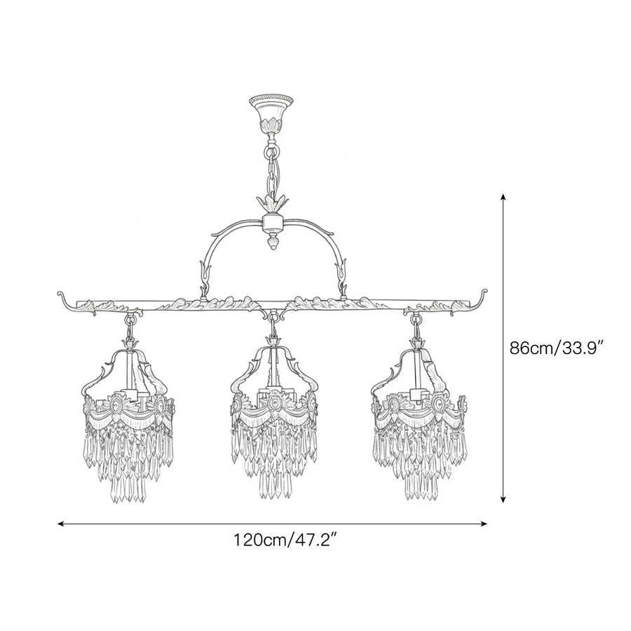Stained Crystal Linear Pendant Lamp – detail 4 — Dimension drawings 2