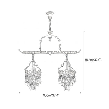 Stained Crystal Linear Pendant Lamp – detail 3 — Dimension drawings 1