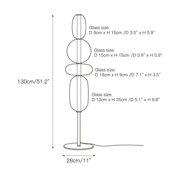 Stacked Glass Pebble Floor Lamp – detail 3 — Dimension drawings 1