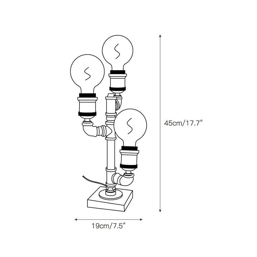 Steampunk Pipe Table Lamp – detail 5 — Dimension drawings 3