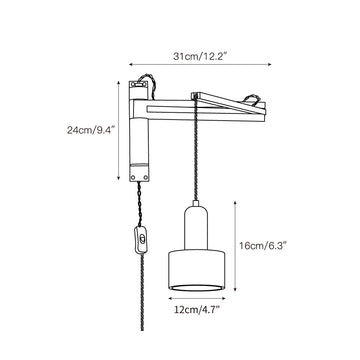 Tia Travertine Swing Arm Plug-in Sconce – detail 4 — Dimension drawings 2