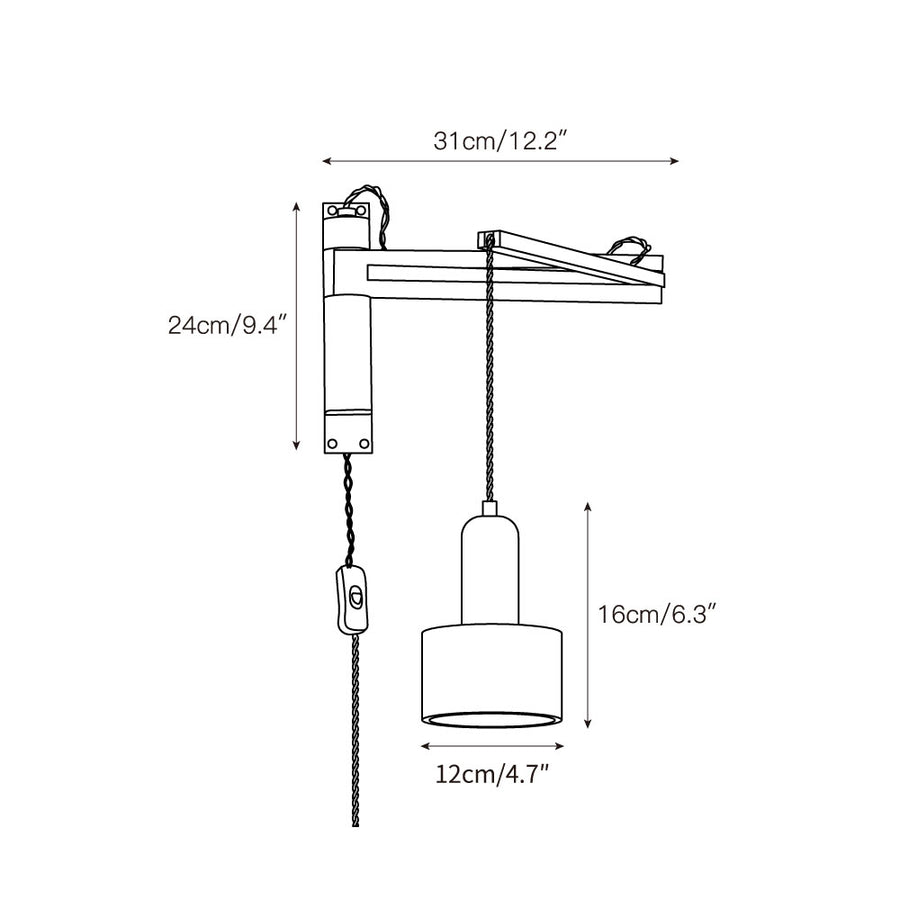 Tia Travertine Swing Arm Plug-in Sconce – detail 4 — Dimension drawings 2