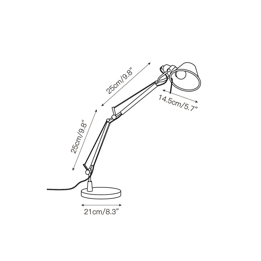 Articulated Aluminum Desk Lamp – detail 4 — Dimension drawings 2