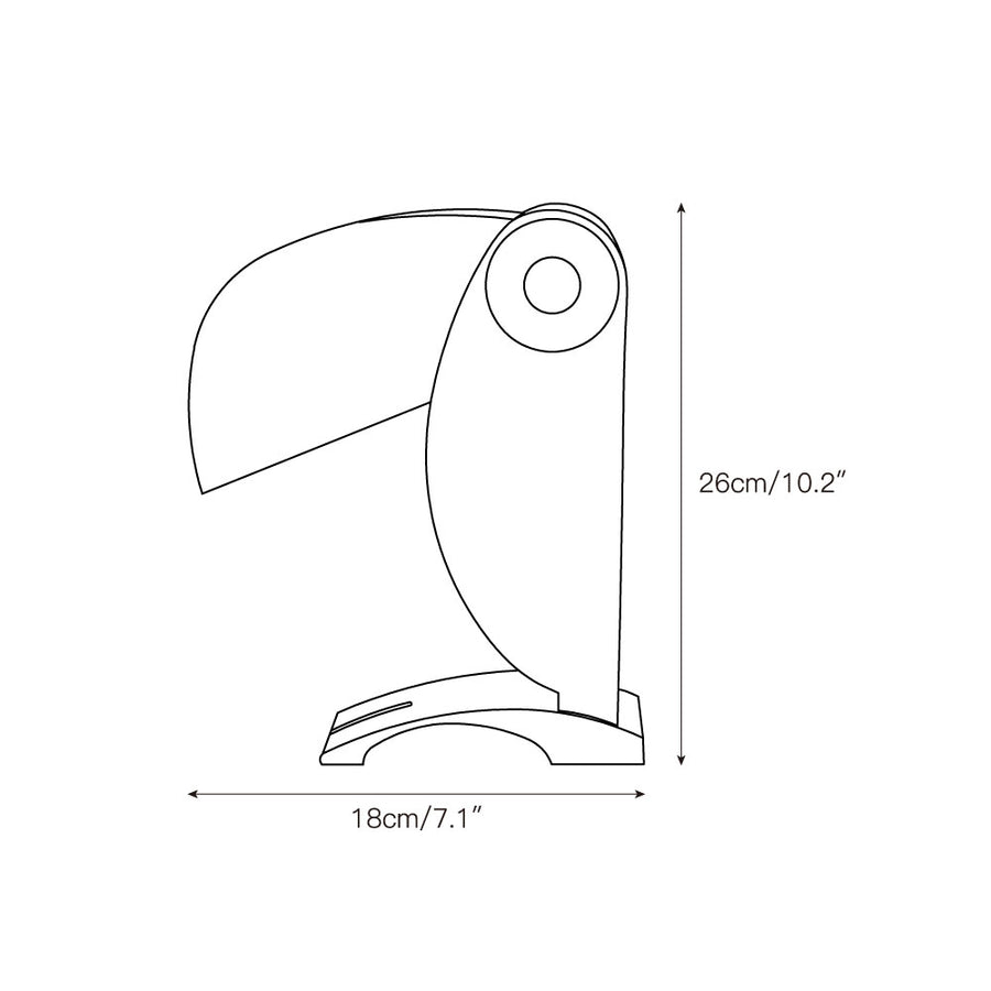 Toucan Table Lamp (Built-in Battery) – detail 3 — Dimension drawings 1
