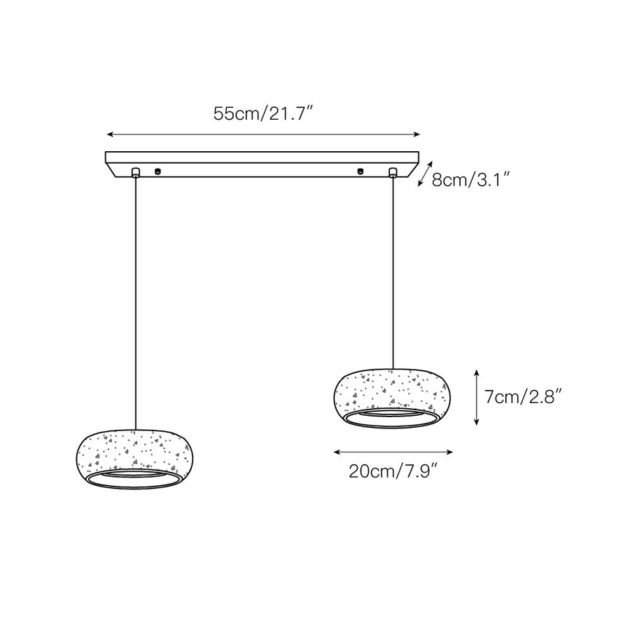 Travertine Drum Pendant Lamp – detail 4 — Dimension drawings 2