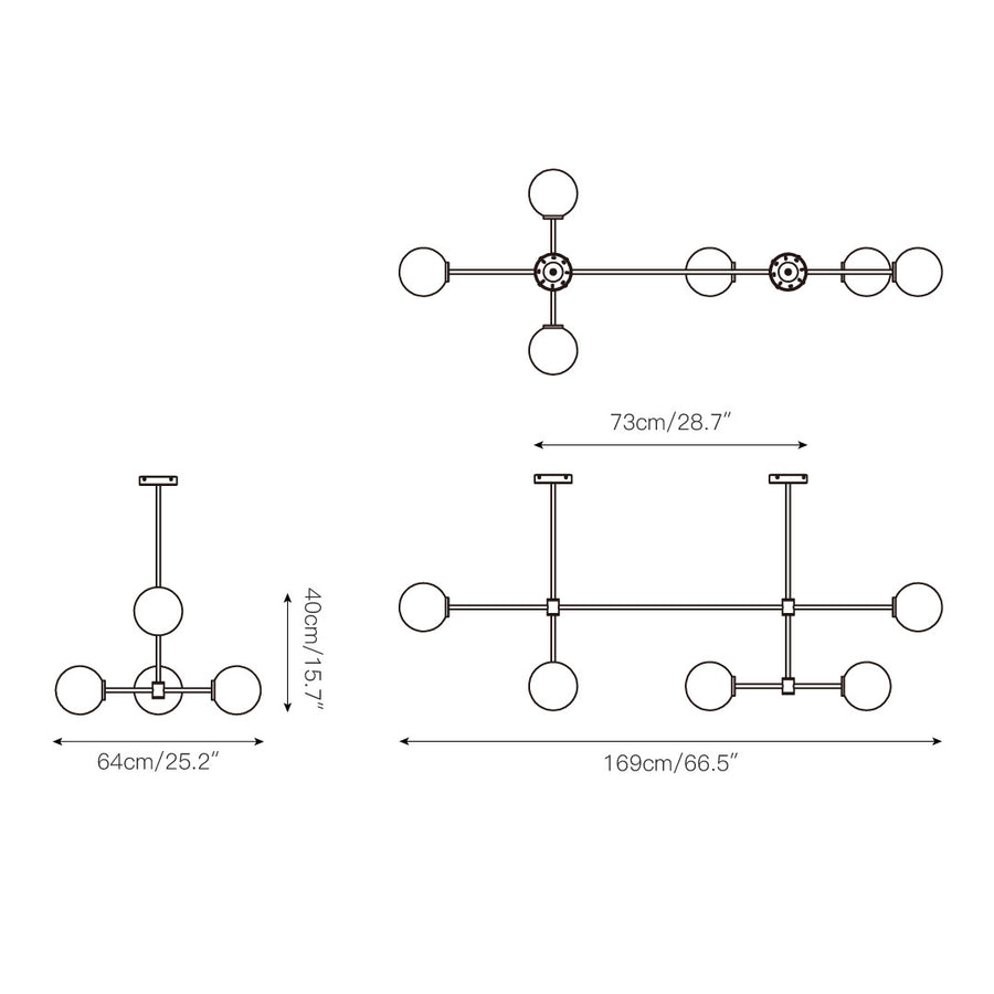 Trevi Multi Chandelier – detail 4 — Dimension drawings 1