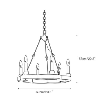 Venezia Wood Wheel Chandelier – detail 3 — Dimension drawings 1