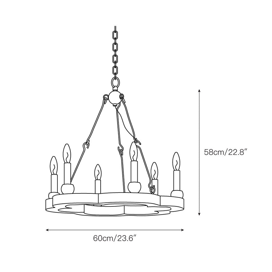 Venezia Wood Wheel Chandelier – detail 3 — Dimension drawings 1