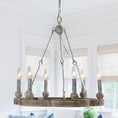 Load image into Gallery viewer, Venezia Wood Wheel Chandelier