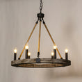 Load image into Gallery viewer, Venezia Wood Wheel Chandelier