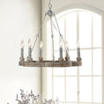 Load image into Gallery viewer, Venezia Wood Wheel Chandelier