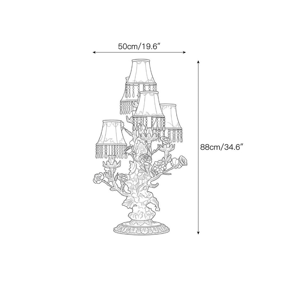 Vincennes Porcelain Bouquet Candelabra Table Lamp — Dimension drawings 1