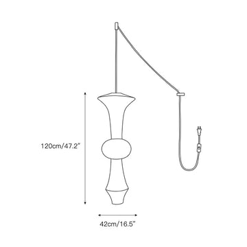 Washi Paper E Pendant Swag Lights – detail 4 — Dimension drawings 2