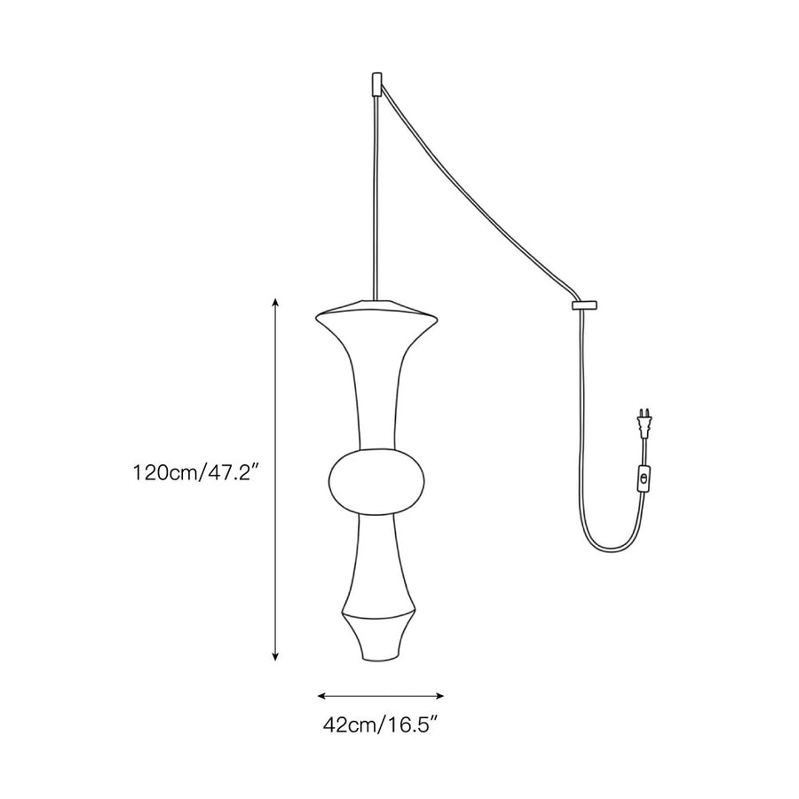 Washi Paper E Pendant Swag Lights – detail 4 — Dimension drawings 2