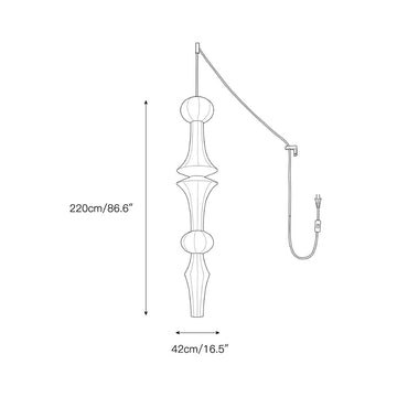 Washi Paper E Pendant Swag Lights – detail 7 — Dimension drawings 5