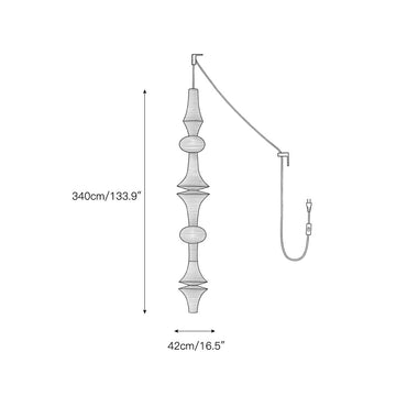 Washi Paper E Pendant Swag Lights – detail 8 — Dimension drawings 6