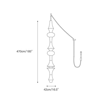 Washi Paper E Pendant Swag Lights – detail 9 — Dimension drawings 7