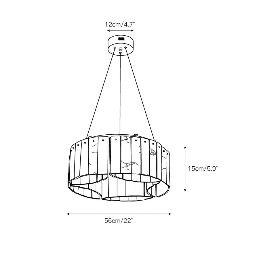 Willamette Alabaster Chandelier – detail 3 — Dimension drawings 1