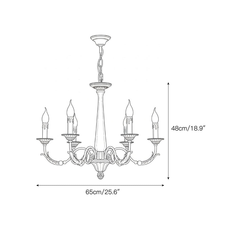 Winchester Brass Chandelier – detail 4 — Dimension drawings 2