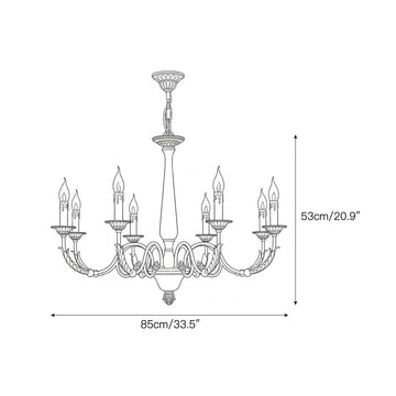 Winchester Brass Chandelier – detail 5 — Dimension drawings 3